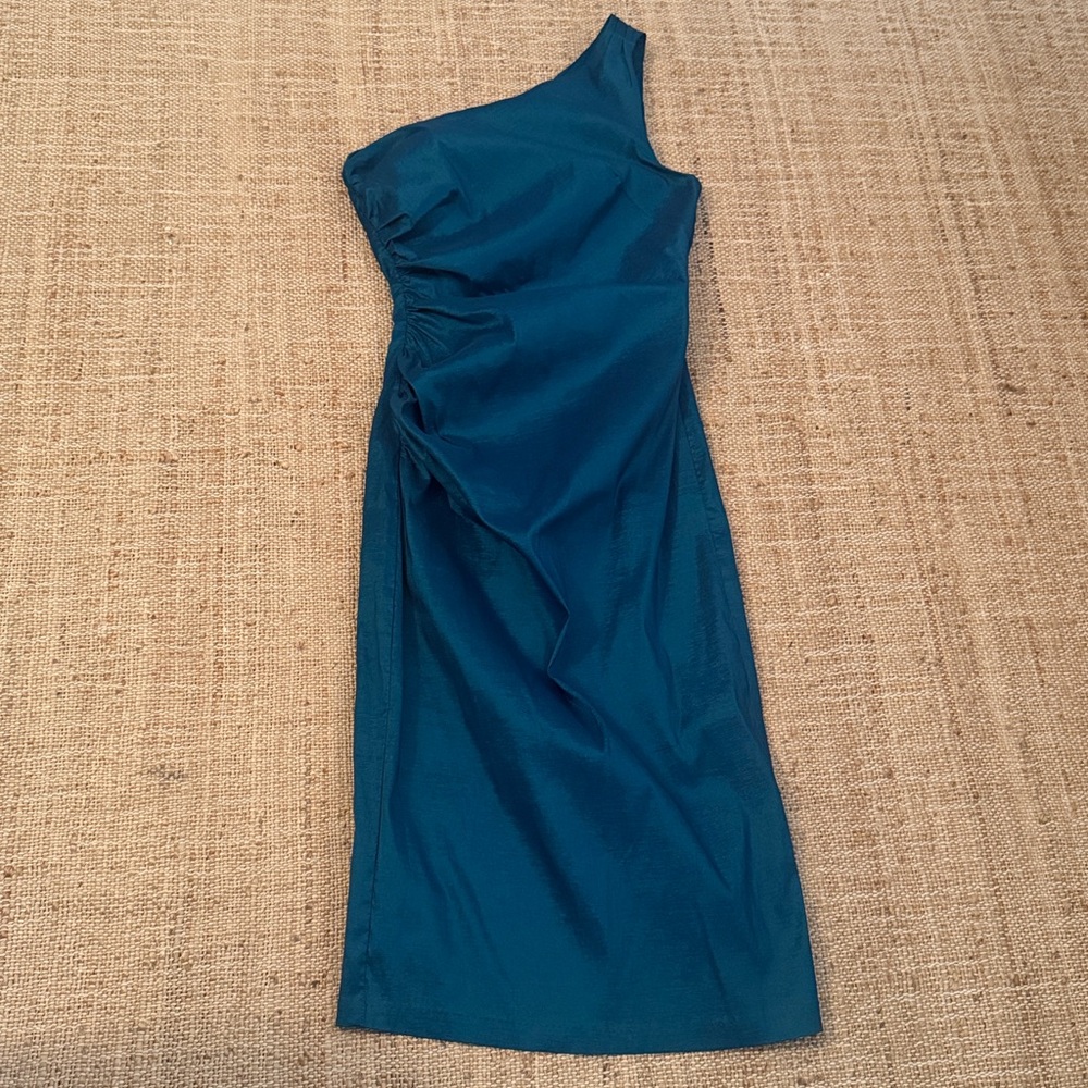 Pinup Couture Teal One-Shoulder Midi Dress